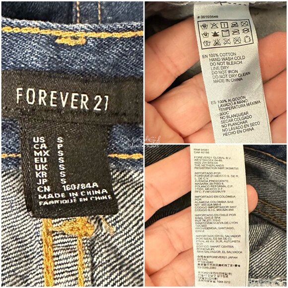 Forever 21 Button Fly Dark Wash Distressed Fringe Booty Shorts Size 27 - Picture 3 of 3